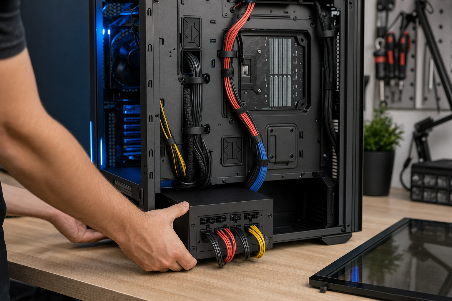 Installazione di un alimentatore modulare con cablaggio ordinato in un case PC