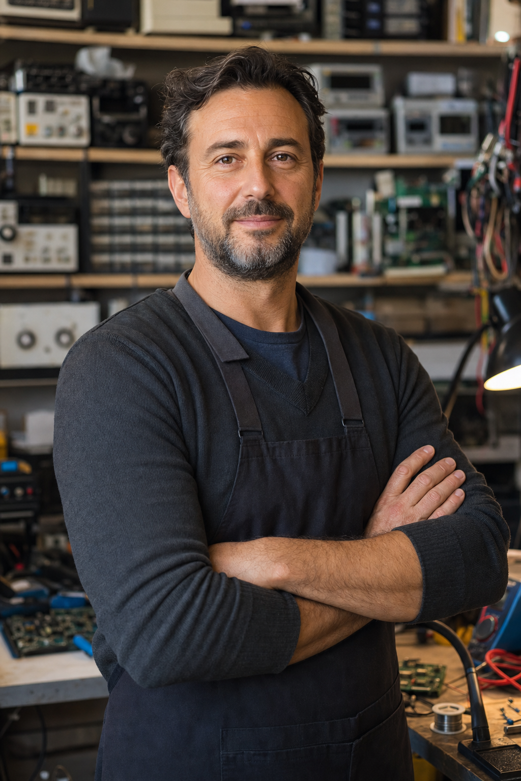 Marco Basile, titolare del laboratorio specializzato in alimentatori PC a Piacenza